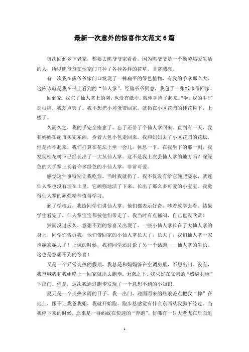 最新一次意外的惊喜作文范文6篇