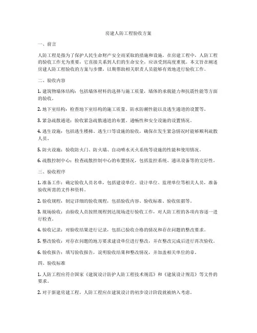 房建人防工程验收方案