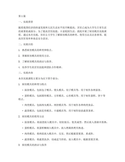 大学生厨房模具实践报告(2篇)