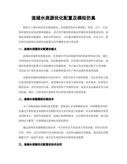流域水资源优化配置及模拟仿真