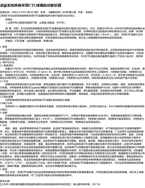 泌尿系统疾病采用CTU成像的诊断价值