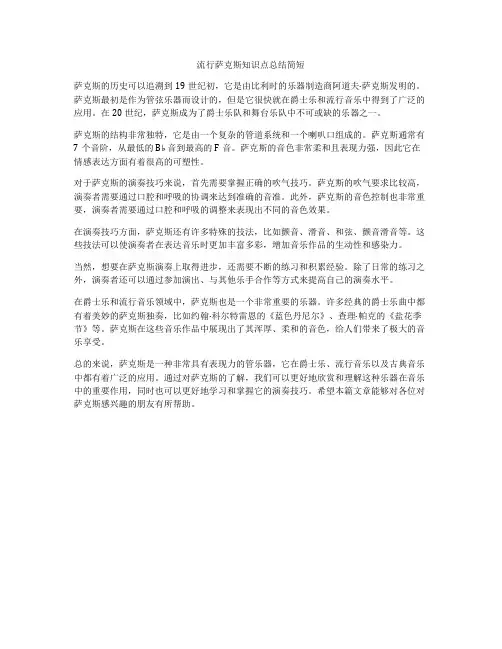 流行萨克斯知识点总结简短