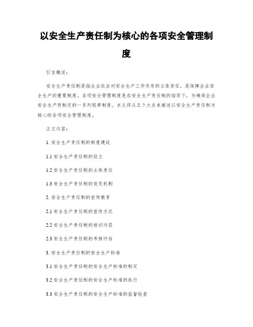 以安全生产责任制为核心的各项安全管理制度