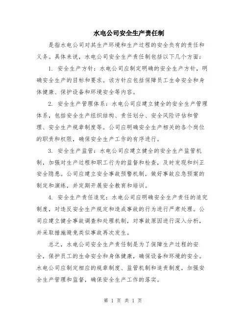 水电公司安全生产责任制