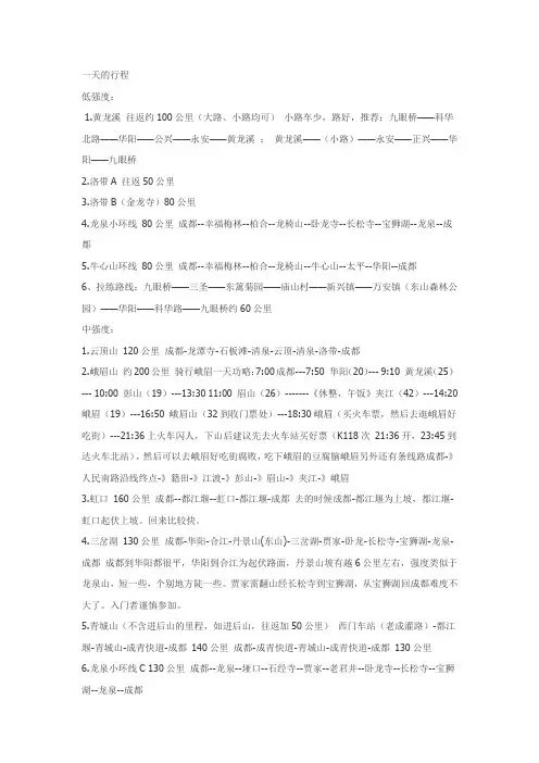 成都周边骑行路线