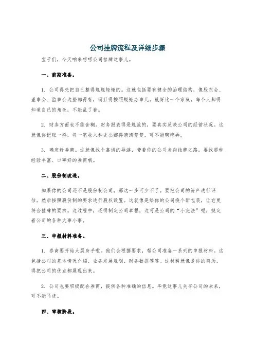 公司挂牌流程及详细步骤