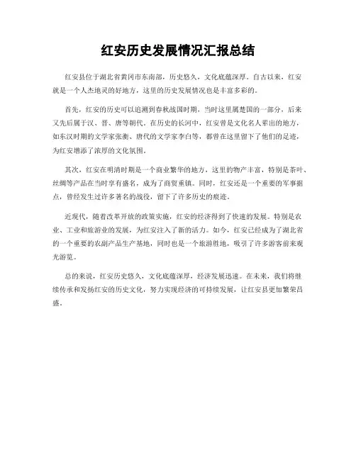 红安历史发展情况汇报总结