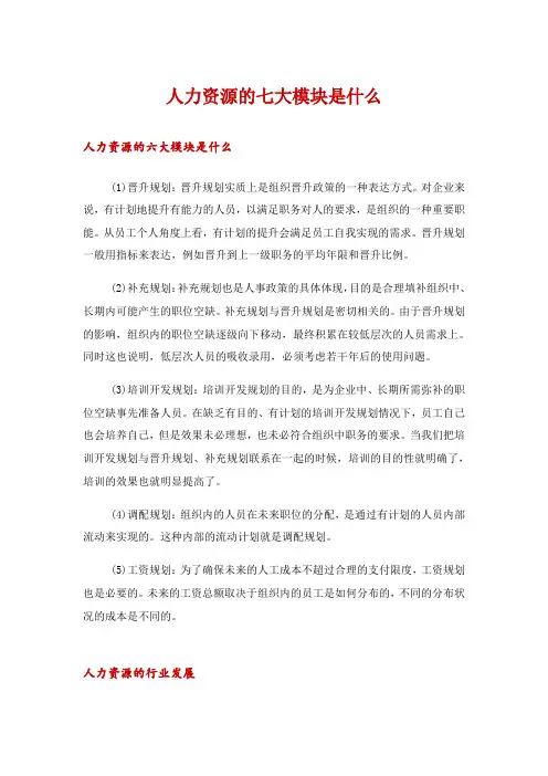 人力资源的七大模块是什么