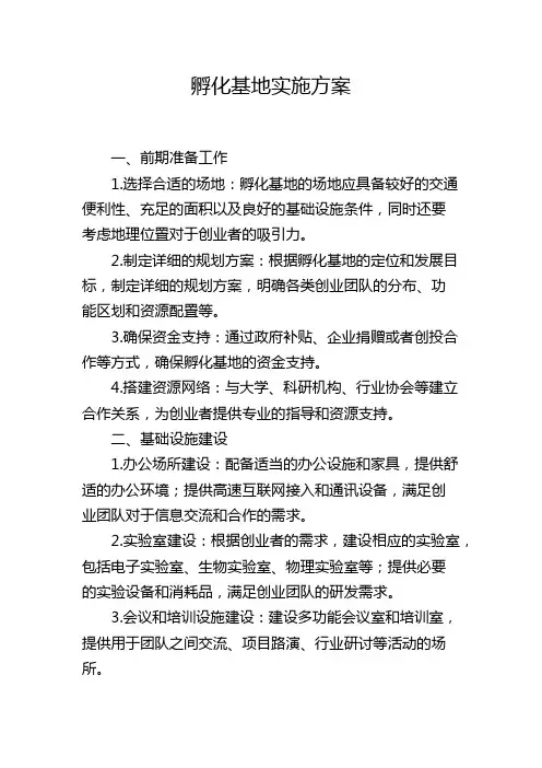 孵化基地实施方案