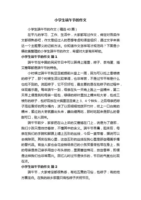 小学生端午节的作文（精选40篇）