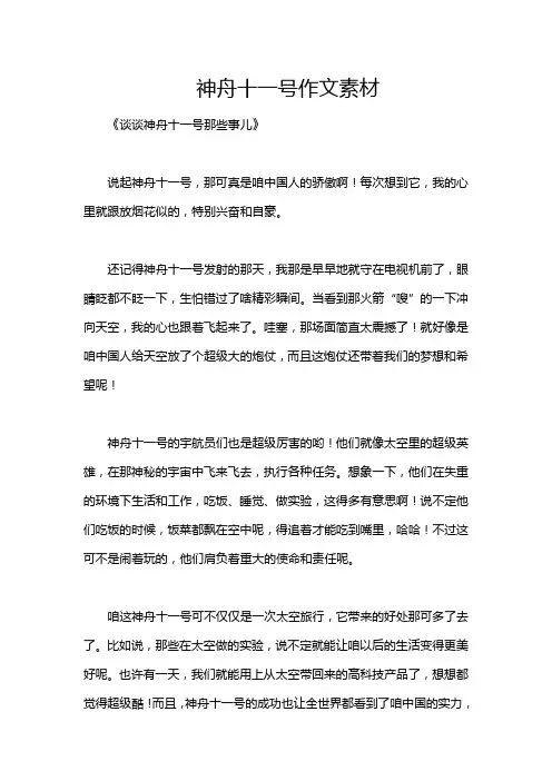 神舟十一号作文素材