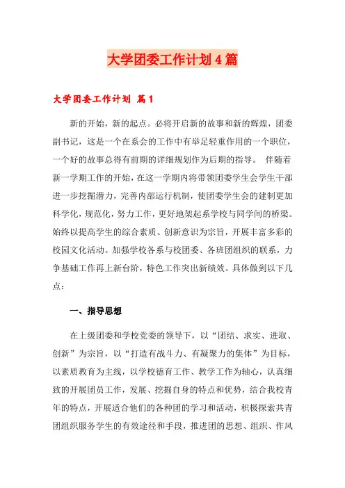 【模板】大学团委工作计划4篇