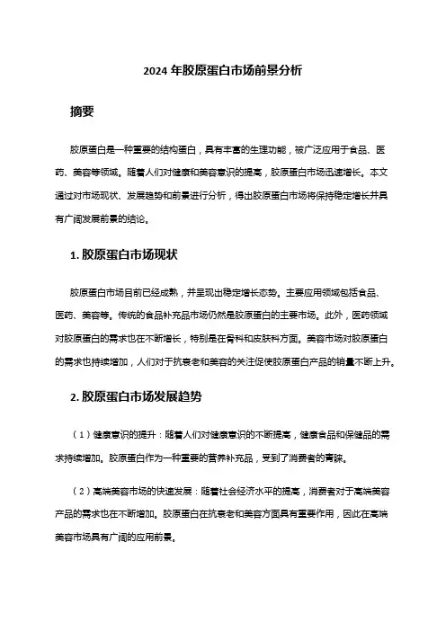 2024年胶原蛋白市场前景分析