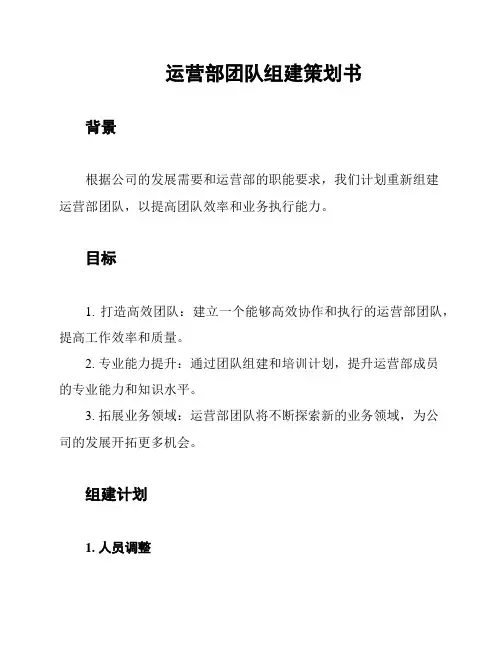 运营部团队组建策划书