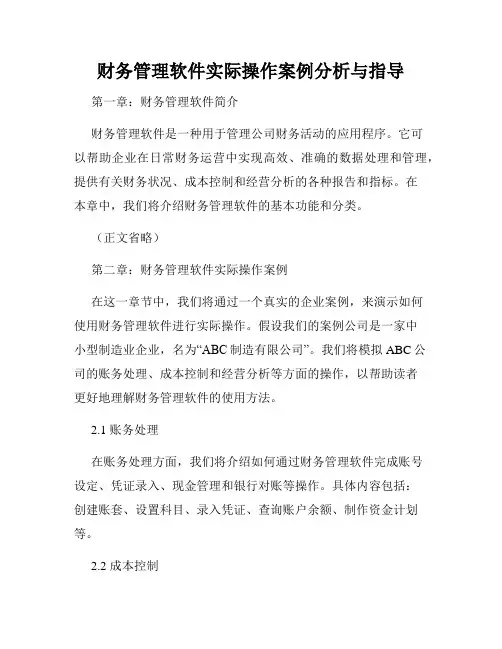 财务管理软件实际操作案例分析与指导
