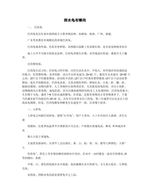 深水龟有哪些