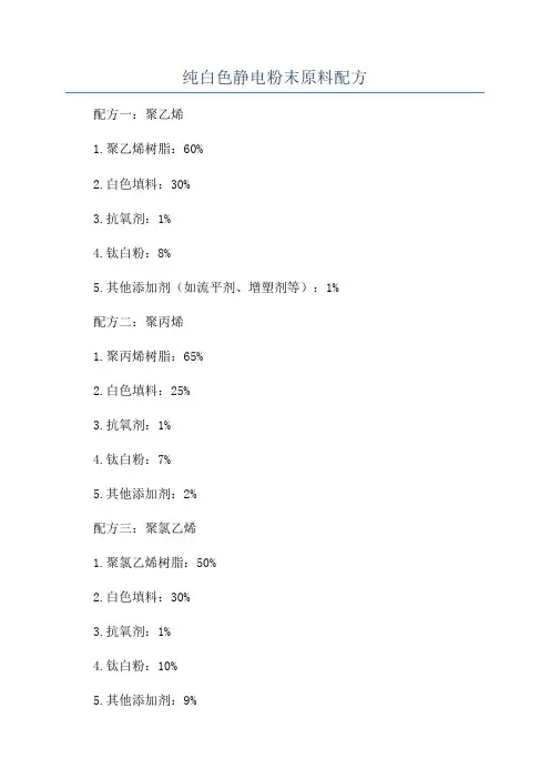 纯白色静电粉末原料配方