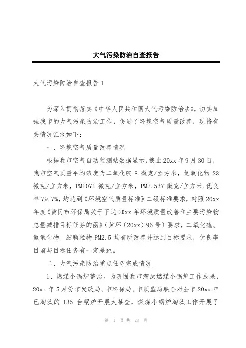 大气污染防治自查报告