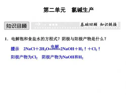 高中化学专题二从自然资源到化学品2.2氯碱生产课件苏教选修2