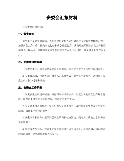 安委会汇报材料