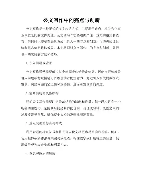 公文写作中的亮点与创新