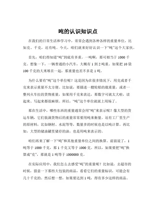 吨的认识知识点