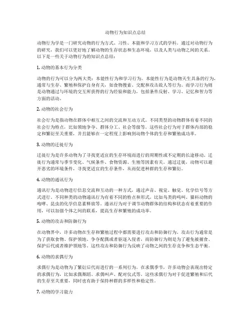 动物行为知识点总结