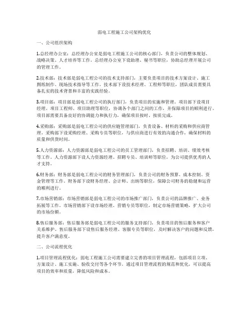 弱电工程施工公司架构优化