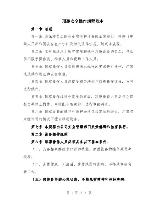 顶驱安全操作规程范本