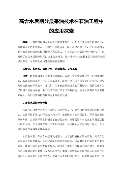 高含水后期分层采油技术在石油工程中的应用探索