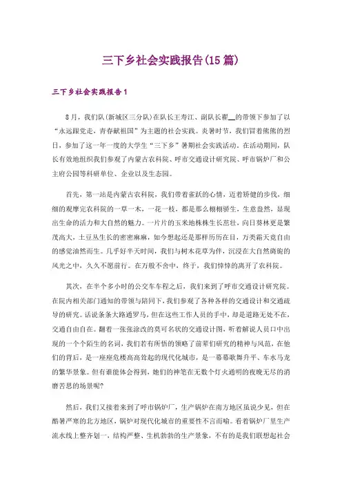 三下乡社会实践报告(15篇)