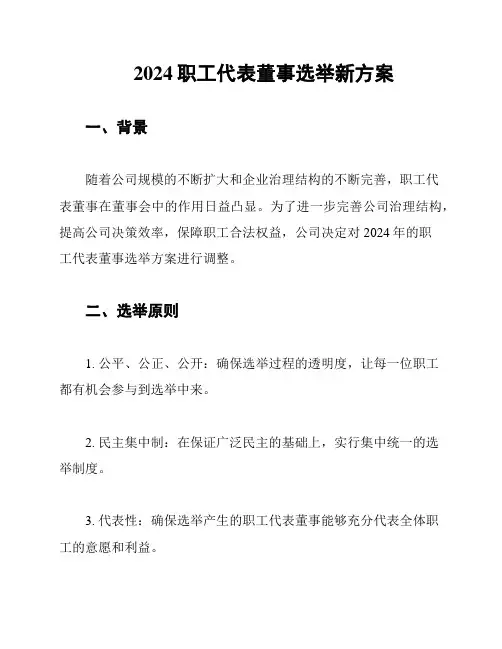 2024职工代表董事选举新方案