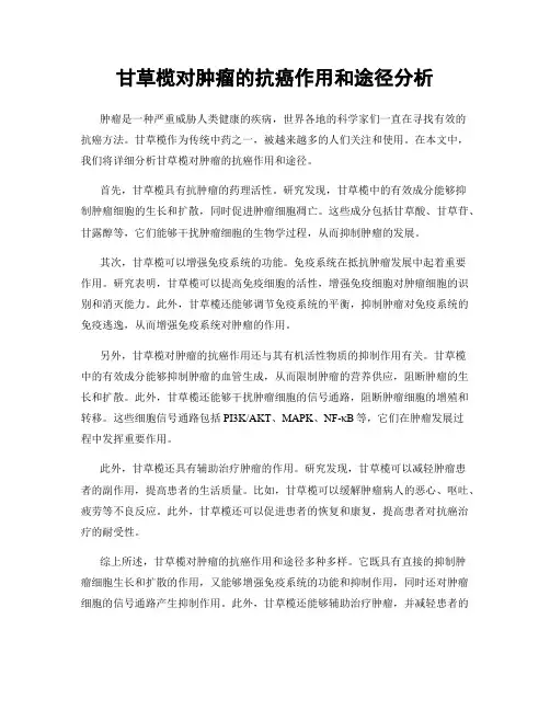 甘草榄对肿瘤的抗癌作用和途径分析