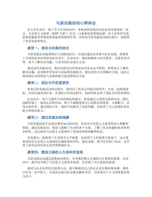 马原实践活动心得体会