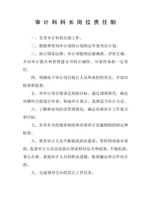 审计科科长岗位责任制