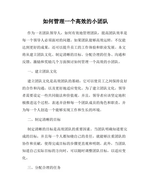 如何管理一个高效的小团队