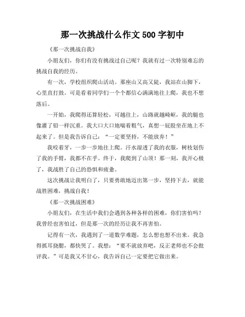 那一次挑战什么作文500字初中