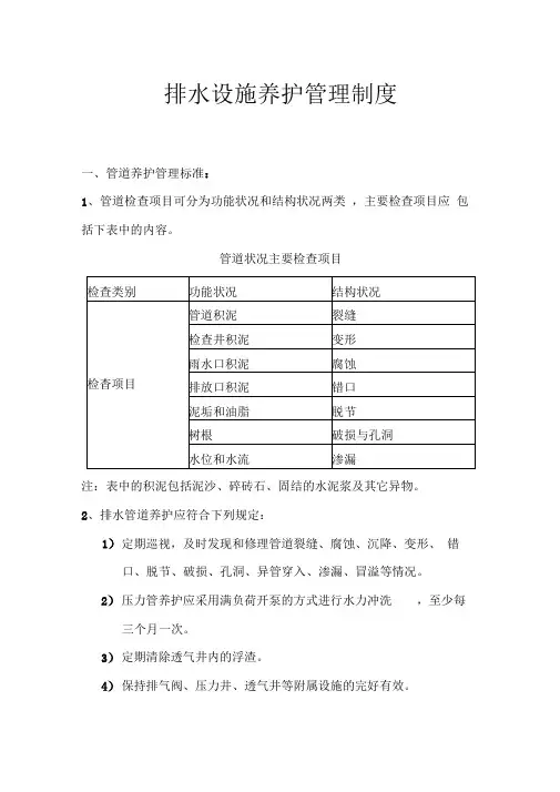 排水设施养护管理制度全