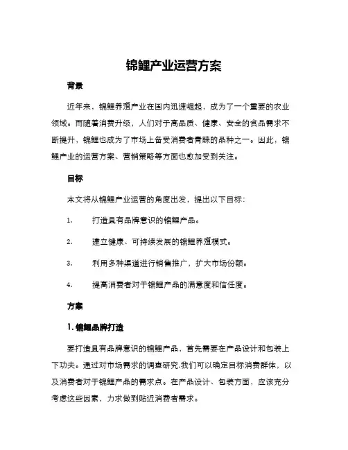 锦鲤产业运营方案