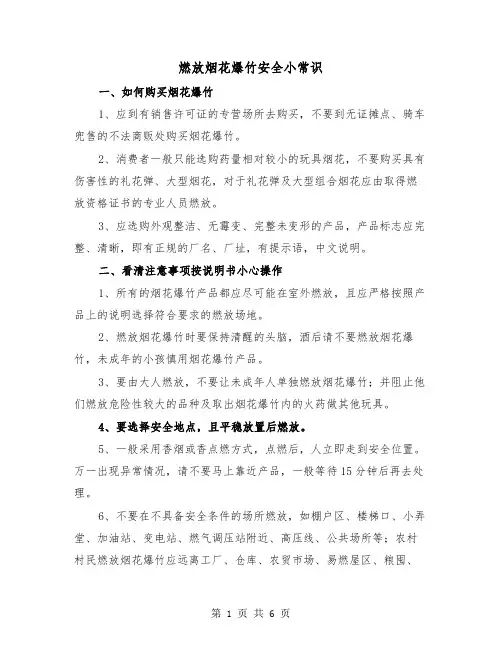 燃放烟花爆竹安全小常识(三篇)