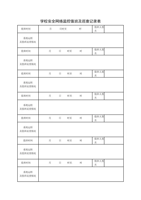 学校安全网络监控值班及巡查记录表