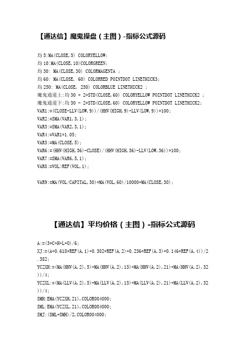 通达信 指标公式源码大全