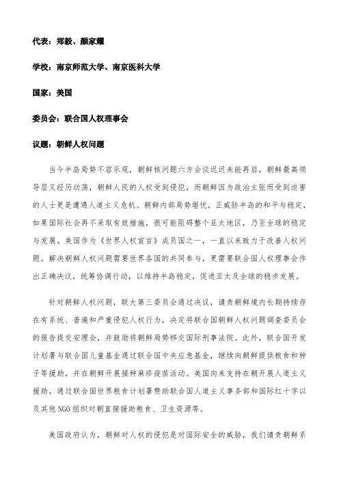 美国代表立场文件修改版