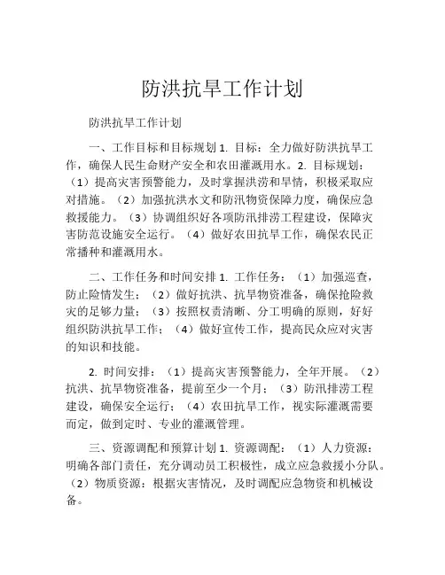 防洪抗旱工作计划