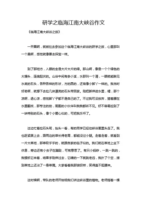 研学之临海江南大峡谷作文