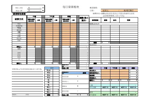 餐饮业每日营业报表