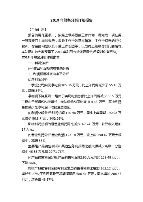 2019年财务分析详细报告