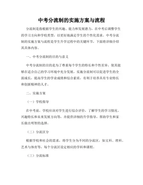 中考分流制的实施方案与流程