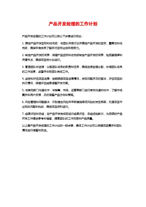 产品开发经理的工作计划