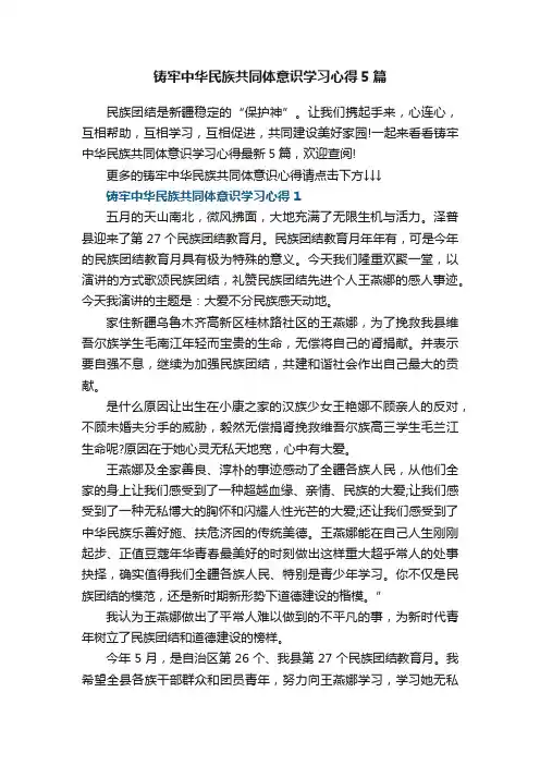 铸牢中华民族共同体意识学习心得5篇